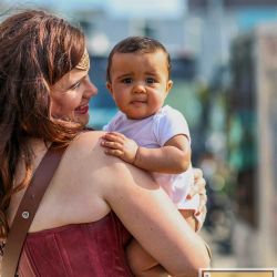 Wonder Woman with toddler